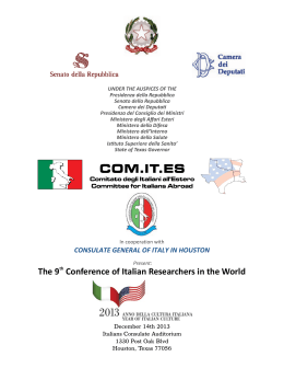 The 9 Conference of Italian Researchers in the World