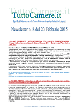 Newsletter n. 8 del 23 Febbraio 2015 1. BILANCI D