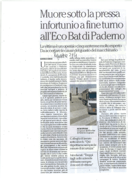 Muore sotto la pressa - Camera del Lavoro Metropolitana di Milano