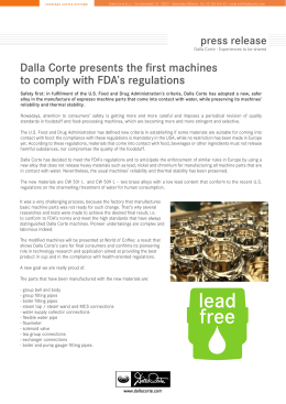 Dalla Corte presents the first machines to comply with FDA`s