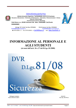 Opuscolo informativo: personale e studenti