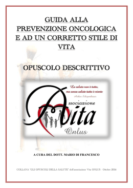 Opuscolo guida alla prevenzione oncologica e ad un corretto stile di