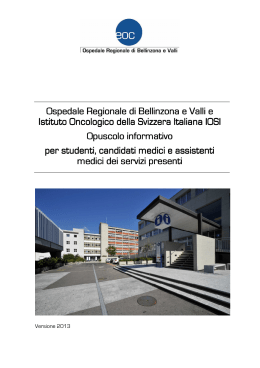 Opuscolo informativo Ospedale Regionale di Bellinzona e