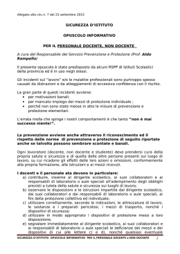 SICUREZZA D`ISTITUTO OPUSCOLO INFORMATIVO PER IL