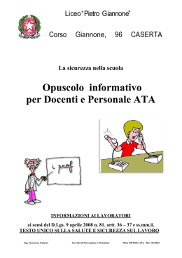 La sicurezza nella scuola - Opuscolo informativo per Docenti e