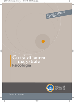 Opuscolo Lauree magistrali della Facolt&agrave; di Psicologia