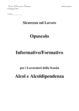 Opuscolo Informativo/Formativo Alcol e Alcoldipendenza