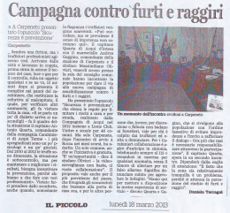 a A Carpeneto presen iato l`opuscolo "Sicu rezza e prevenzione"