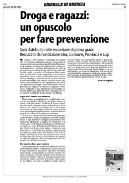 Droga e ragazzi: un opuscolo per fare prevenzione