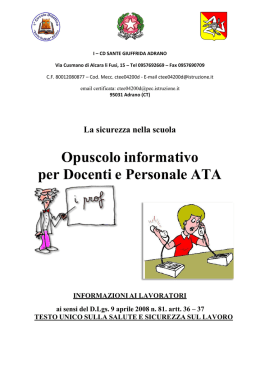 Opuscolo informativo per Docenti e Personale ATA