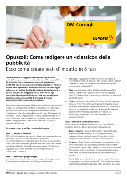 DM-Consigli - Opuscoli: Come redigere un «classico» della pubblicità
