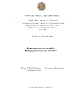 La comunicazione turistica - Universit&agrave; degli Studi di Sassari