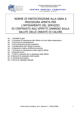 Norme di partecipazione alla gara per l`affidamento del