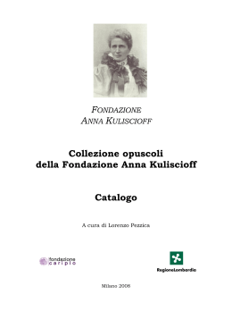 Collezione opuscoli della Fondazione Anna Kuliscioff Catalogo