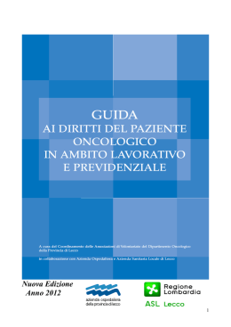 Opuscolo diritti del malato oncologico