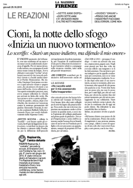 Cioni, la notte dello sfogo «Inizia un nuovo tormento