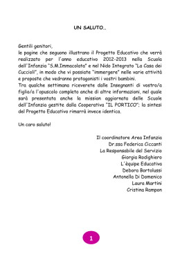 UN SALUTO&hellip; Gentili genitori, le pagine che seguono