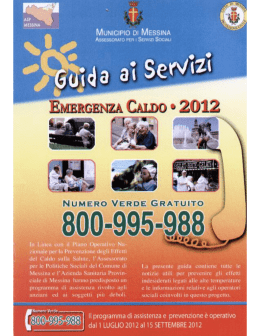 Opuscolo informativo Assessorato ai Servizi Sociali