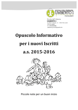 Opuscolo Informativo per i nuovi Iscritti as 2015-2016