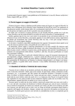 La sintesi filosofica: l`uomo e la felicit&agrave;