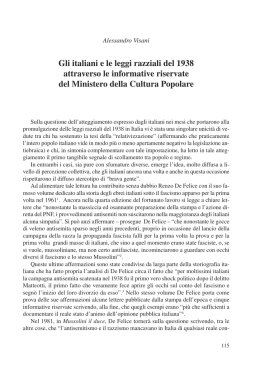 Gli italiani e le leggi razziali del 1938 attraverso le informative