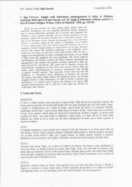 Prof. Tatiana Crivelli, Ugo Foscolo 3 novembre 2004 l. Ugo Foscor