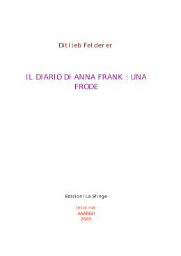 il diario di anna frank : una frode