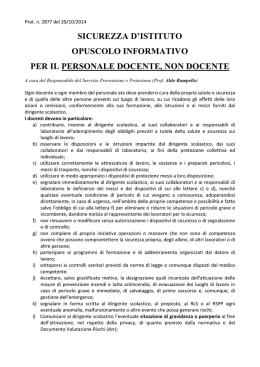 SICUREZZA D`ISTITUTO OPUSCOLO INFORMATIVO PER IL