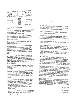 Lettera del dipartimento italiano Watch Tower a