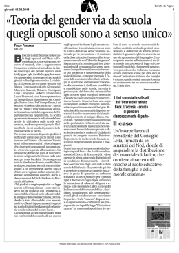 &laquo;Teoria del gender via da scuola quegli opuscoli sono a senso unico&raquo;