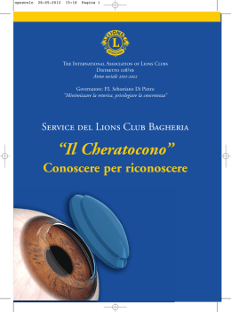 Opuscolo "Il Cheratocono: conoscere per