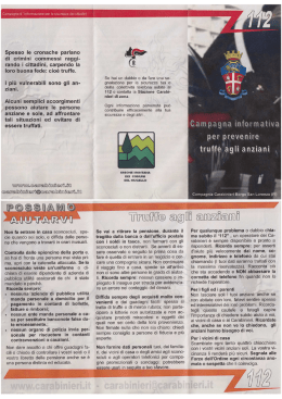 Opuscolo Campagna Informativa per prevenire truffe agli anziani