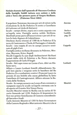 Notizie ricavate dall`opuscolo di Vincenzo Cordova