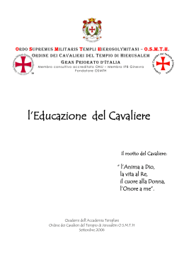 l`Educazione del Cavaliere - Gran Priorato d`Italia OSMTH