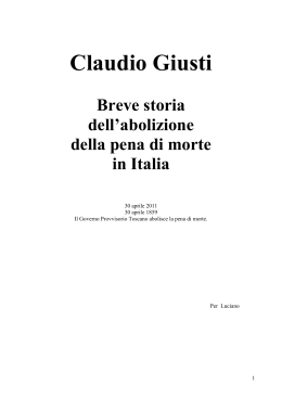 breve storia dell`abolizione della pena di morte in Italia