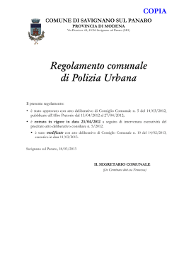 Reg.to di Polizia Urbana - Comune di Savignano sul Panaro