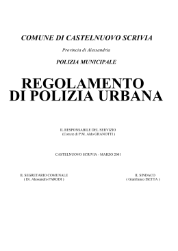Regolamento Polizia Urbana - Comune di Castelnuovo Scrivia