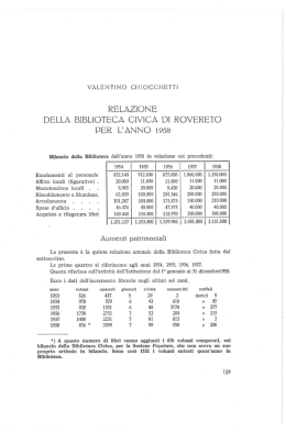 Relazione della Biblioteca civica di Rovereto per gli anni 1958