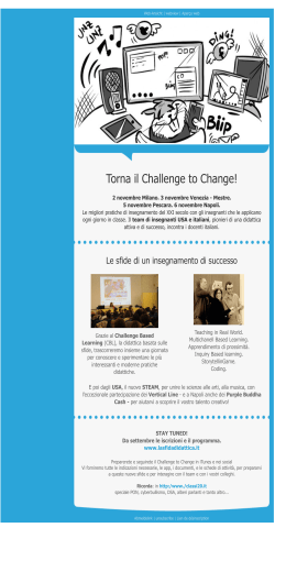 Challenge to Change a Novembre la nuova edizione. La sfida