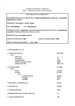 scheda statistica annuale - Universit&agrave; degli Studi di Trento
