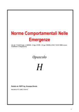 Norme Comportamentali Nelle Emergenze