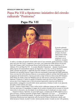 Papa Pio VII a Spotorno: iniziative del circolo culturale “Pontorno”