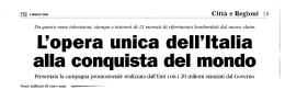 L`opera unica dell`Italia alla conquista del mondo