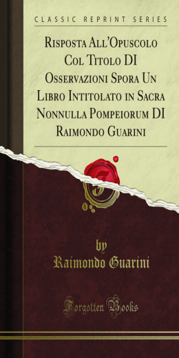 Risposta All`Opuscolo Col Titolo DI Osservazioni Spora Un Libro