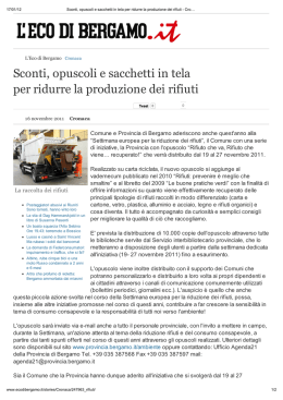 Sconti, opuscoli e sacchetti in tela per ridurre la produ ione dei rifiuti