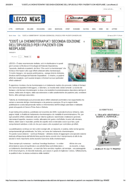 Cos`&egrave; la chemioterapia, seconda edizione dell`opuscolo per i