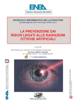 opuscolo informativo rischi radiazioni ottiche - ENEA