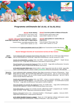 Programma settimanale dal 16.05. al 24.05.2015