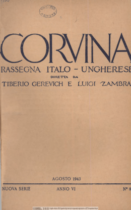 Corvina - ns Anno 6. No. 8. (Agosto 1943.)