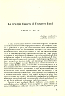 La strategia bizzarra di Francesco Berni
